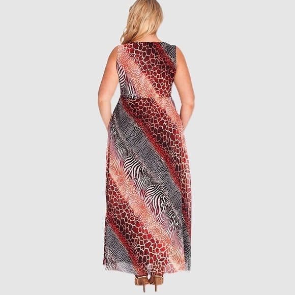 Igigi Nichol Maxi Dress Plus Size 14 Animal Print V-Neck Sleeveless Bra-Friendly - Picture 5 of 15